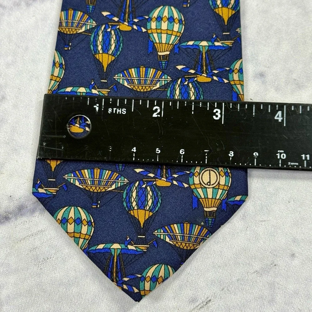Dunhill Men's Silk Tie Hot Air Balloons‎ Navy Made in Italy 58